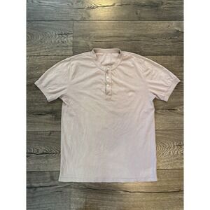 Save Khaki United Henley Shirt Mens Small Pink Gray Short Sleeve USA Made SKU